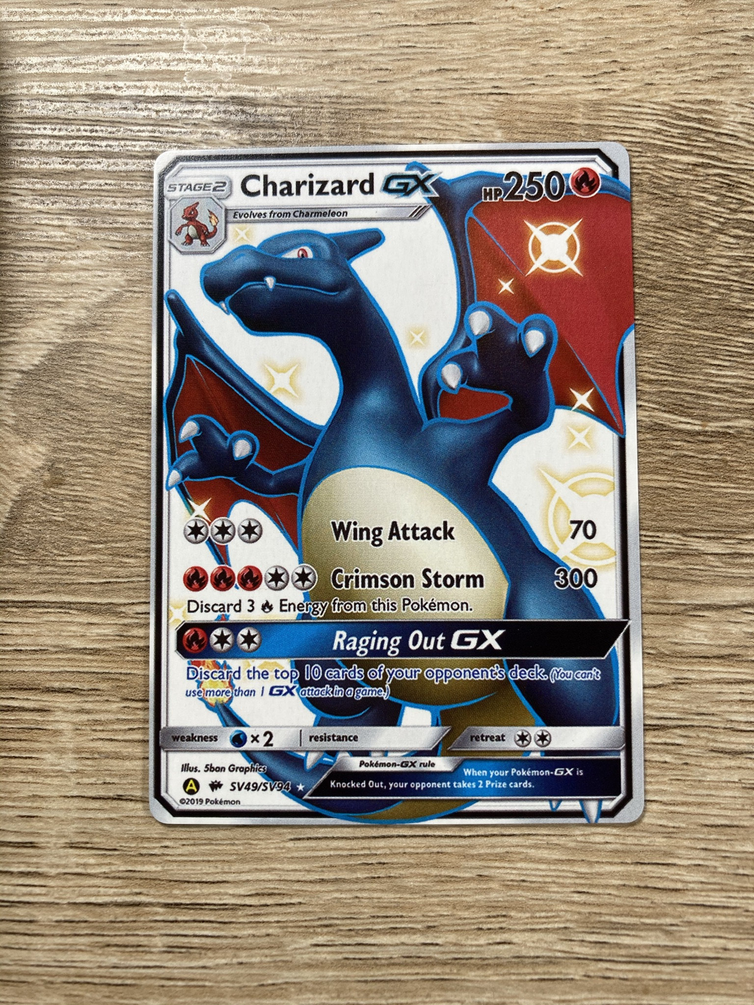 Charizard GX Custom Made Pokémon Card Raging Out White Non-Holo ...
