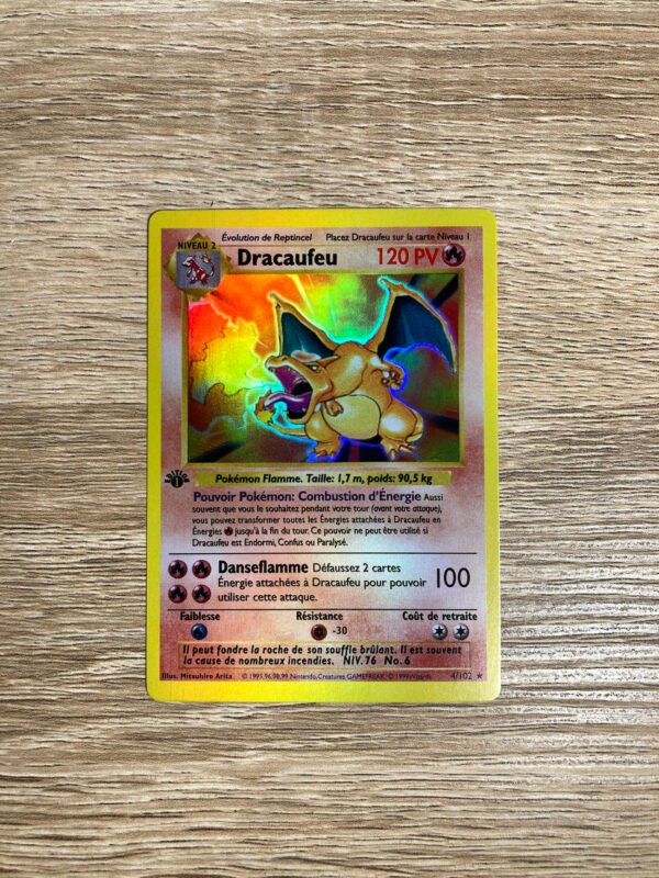 French Dracaufeu Base Set Charizard (Holo) - Custom Made Pokémon Card Proxy