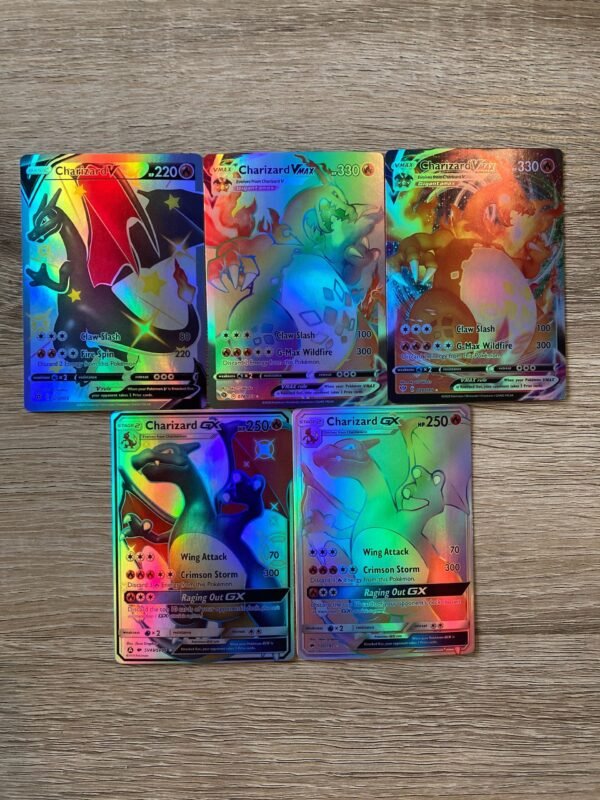 Charizard Full Art set (Holo) - 5x Custom Made Pokémon Cards