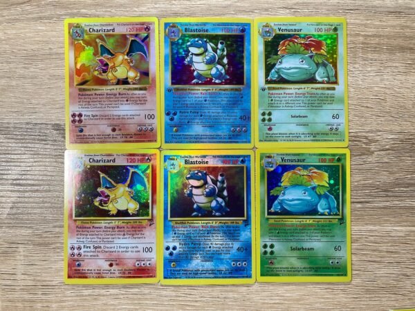 Charizard Blastoise & Venusaur Shadowless and Base Set 2 6x (Holo) - Custom Made Pokémon Card Proxy
