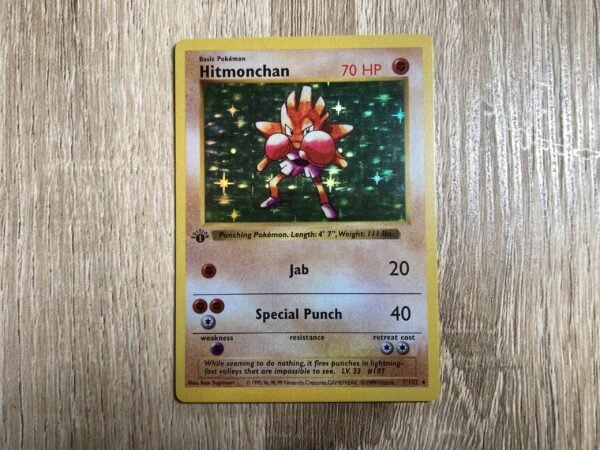 Hitmonchan Shadowless 1st Edition (Holo) - Custom Made Pokémon Card